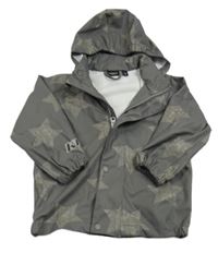 Tmavosivá nepromokavá jarná bunda s hviezdami a kapucňou