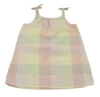 Žluto-růžovo-zele pruhované krepové šaty Nutmeg