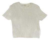 Smotanové rebrované pletené crop tričko H&M