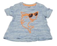 Modro-biele žíhané tričko so žralokom Dopodopo