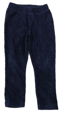 Tmavomodré zamatové rebrované tregíny Nutmeg