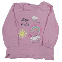 Růžové triko s nápisem a duhou Topomini