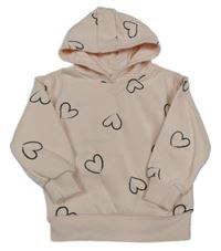 Svetloružová mikina so srdiečkami a kapucňou Primark