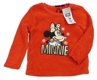 Nové - Červená chlpatá mikina s Minnie Disney