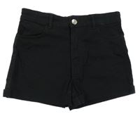 Čierne rifľové elastické kraťasy H&M