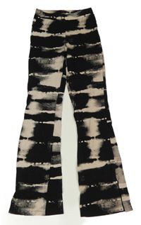 Čierno-béžové vzorované flare nohavice H&M