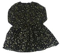 Čierne šifónové šaty s hviezdami