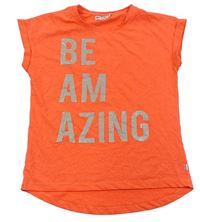 Neónově oranžové tričko s nápisom Ben&Ann