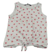 Biely crop top so srdiečkami zn. George