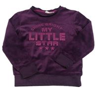 Purpurová zamatová mikina s nápisom Kids