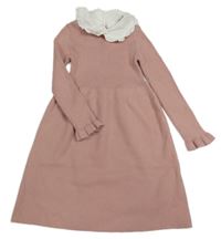 Svetloružové svetrové šaty s golierikom zn. Primark