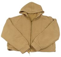 Béžová crop oversized prepínaci mikina s kapucňou