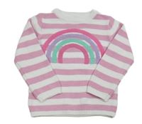 Ružovo-biely pruhovaný sveter s dúhou St. Bernard