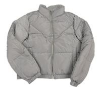 Šedá šusťáková propínací zimní crop bunda New Look