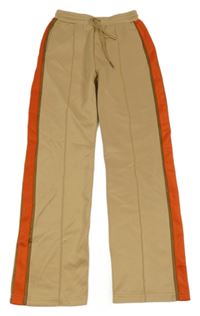 Béžové nohavice s pukmi a pruhmi JM