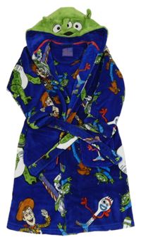 Tmavomodrý chlpatý župan s Toy Story a kapucňou Tu