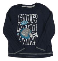 Tmavomodré tričko s nápisom a helmou Lupilu