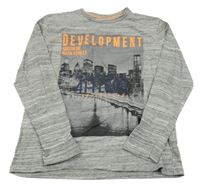 Sivé melírované tričko s potlačou Yigga