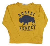 Okrové triko s bizonem H&M