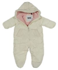 Smetanová šusťáková zimní kombinéza s logem DKNY