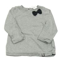 Šedo-stříbrné triko s mašlí H&M