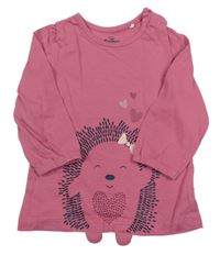 Růžové triko s ježečkem Topomini 
