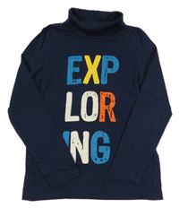 Tmavomodré triko s nápisem a rolákem C&A