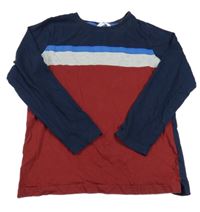 Tmavomodro-červené tričko s prúžkami M&S