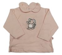 Světlerůžové triko s pejskem a límečkem