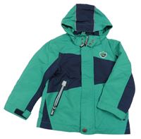 Zeleno-tmavomodrá šusťáková jarní bunda s kapucí C&A