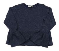 Tmavomodrý trblietavý sveter s rozšířenými rukávy H&M