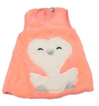 Neónově ružové chlpaté šaty s tučňákem Dirkje