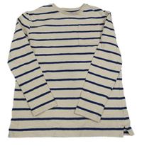 Béžovo-tmavomodré pruhované triko s kapsou M&S