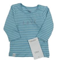 Nové - Modro-bílé pruhované triko s nápisem M&S