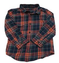 Tmavomodro-červená kostkovaná flanelová košile Matalan 