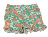 Zelené bavlnené kraťasy s kvetmi Joules