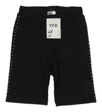Nové - Čierne elastické kraťasy s kamienkami Y.F.K.
