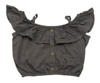 Sivý crop top s volnými rameny Sinsay