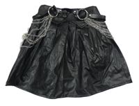 Čierna koženková sukňa s retiazky Shein