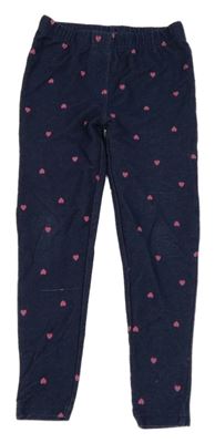 Tmavomodré legíny riflového vzhledu se srdíčky Tu