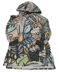 Khaki mikinová tunika s listy a kapucí Next