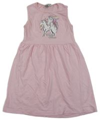 Svetloružové bavlnené šaty s koníky Infinity