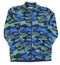 Tmavomodro-zelená army fleecová propínací mikina Kid
