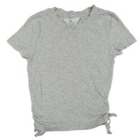 Sivé melírované crop tričko so stahováním H&M