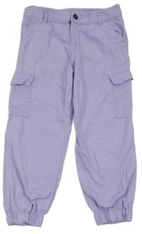 Levandulové cargo cuff kalhoty 