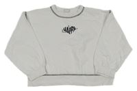 Biela crop oversize mikina s nápisom LC Waikiki