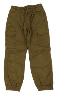 Khaki plátěné cargo cuff kalhoty Next