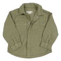 Khaki rifľová košeľová bunda Zara