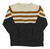Tmavošedo-béžový sveter s prúžkami H&M