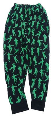 Čierno-zelené pyžamové nohavice s potlačou The Pyjama Factory